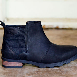 SOREL EMELIE Chelsea Waterproof Black Leather 7.5
